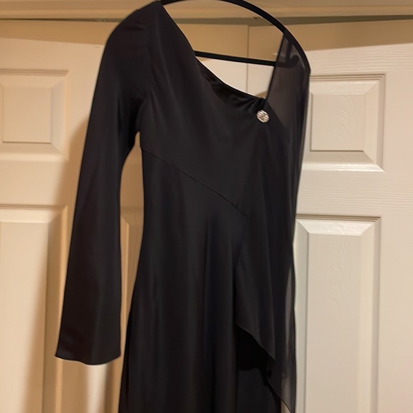 MELINDA ENG COUTURE BLACK 100% SILK GOWN size 10 - Picture 7 of 10